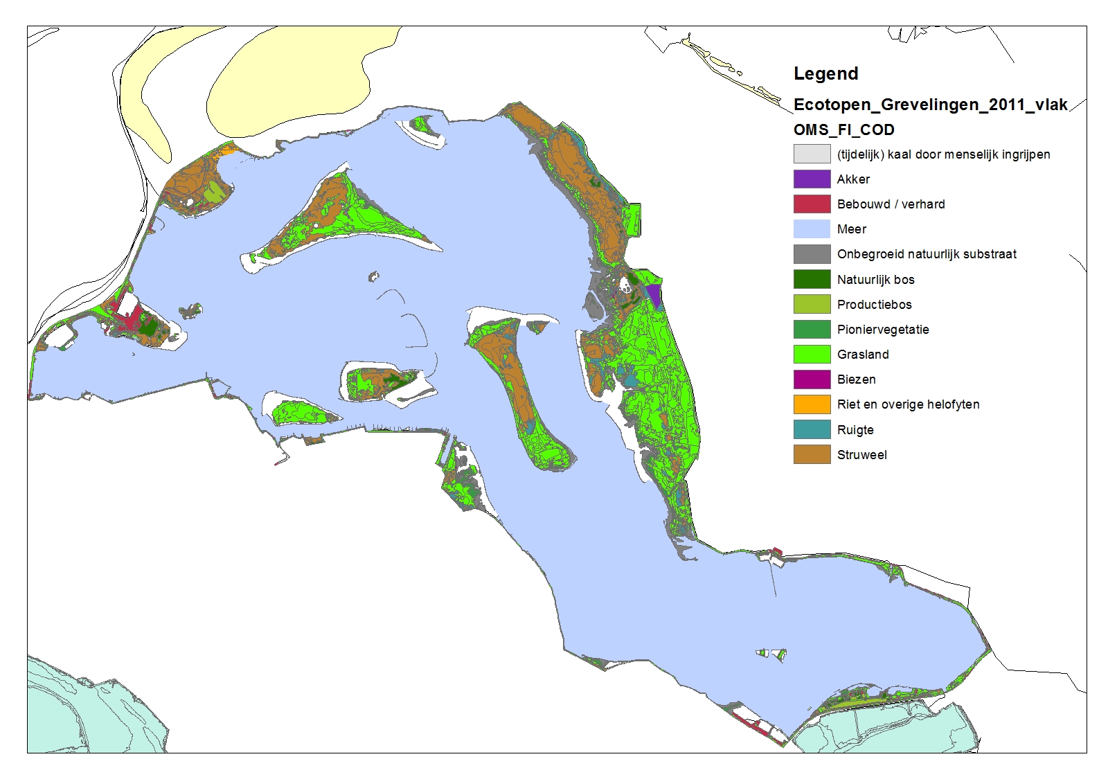 Grevelingenmeer: ecotopenkaart (bron: