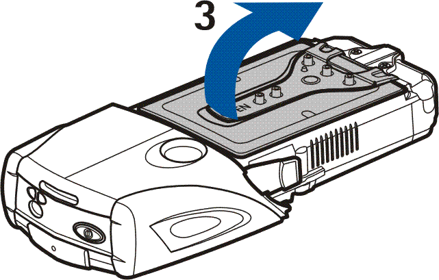 Plaats de telefoon met de achterzijde naar boven en druk op de inkepingen aan beide zijden van de onderste cover (1).