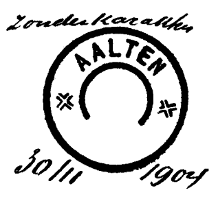 Grootrondstempels Postkantoren AALSMEER Provincie Noord-Holland Dienstorder No 192 van 3 mei 1906: Met ingang van 1 Juni 1906 wordt het hulppostkantoor te Aalsmeer opgeheven en een postkantoor