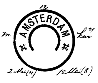 Op 23 januari 1897 werden twaalf nieuwe grootrondstempels toegezonden, met daarbij 12 dozen karakters. Nogmaals twaalf grootrondstempels volgden op 18 juni 1898. Stempelvervalsing: 4 MAART 1899.