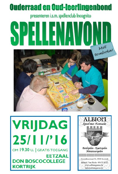 P A G I N A 2 Spellenavond 25 november vanaf 19.30 u. De spellenavond is elk jaar opnieuw een hoogtepunt op de schoolkalender.