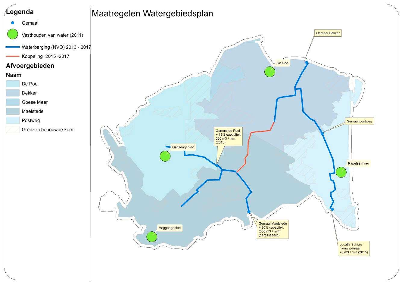 Beleid Figuur 3.1: Overzicht maatregelen Watergebiedsplan Buitengebied Maelstede-Dekker (2007). Flora- en faunawet De Flora- en faunawet regelt de bescherming van planten- en diersoorten.