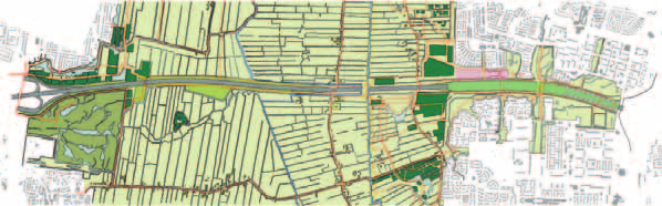 Plankaart Langsdoorsnede Dwarsdoorsnedes landelijk gebied: viaducten Zuidkade, Oostveenseweg en Woudweg,