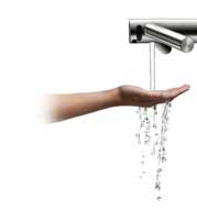 Airblade handdroogtechnologie in een kraan Met de Airblade technologie in de kraan kunnen handen boven de wasbak worden gedroogd in 12 seconden.