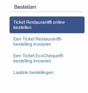 BESTELLEN VIA EEN INGEVOERD BESTAND Gebruik per product afzonderlijke bestanden: Ticket Restaurant (TRE) of Ticket EcoCheque (ECE). A.