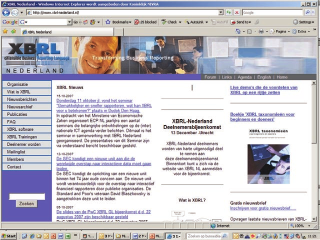 9.1.2 XBRL Nederland XBRL Nederland is de Nederlandse jurisdictie van XII. XBRL Nederland is eind 2002 opgericht en verstrekt informatie over XBRL en organiseert technische XBRL-trainingen.