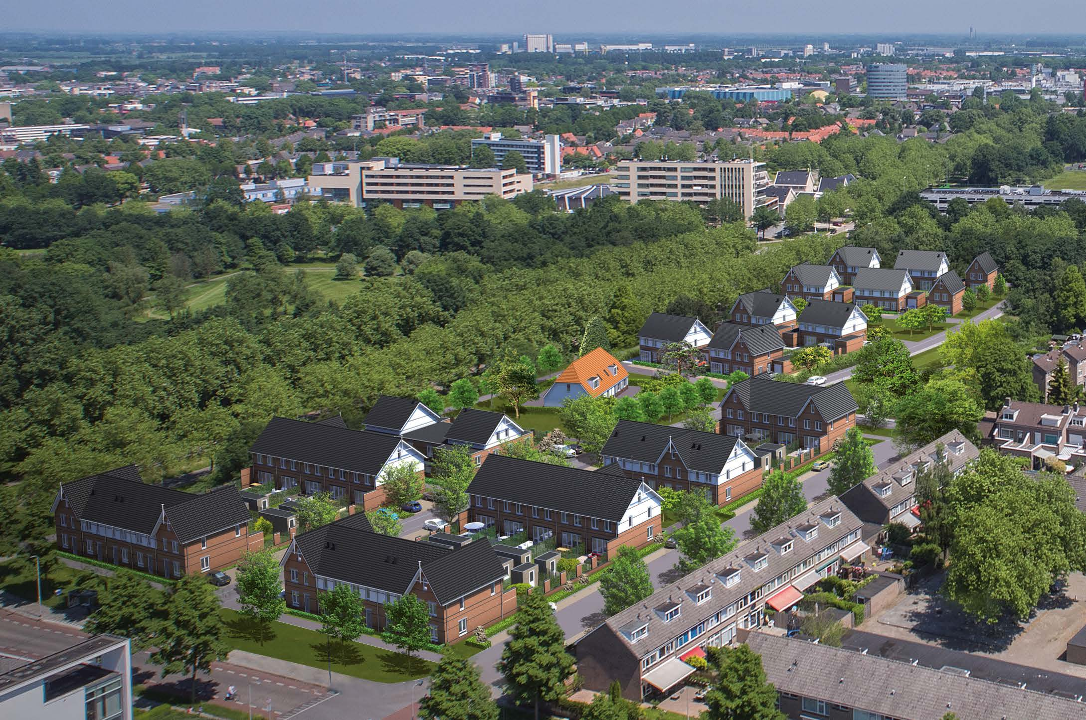 VOGELVLUCHT IMPRESSIE Deze vogelvluchtimpressie geeft een goed beeld van nieuwbouwplan De Kwekerij.