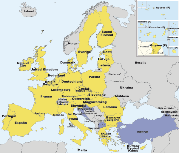 Lidstaten EU, met en zonder Land Jaar van Jaar van Euro Land toetreden toetreden Euro België 1957 ja Slovenië 2004 ja Frankrijk 1957 ja Slowakije 2004 nee Italië 1957 ja Tsjechië 2004 2013 Luxemburg