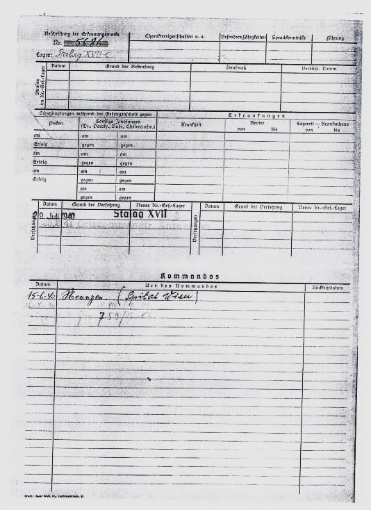 Document uit Stalag 17B/Stalag