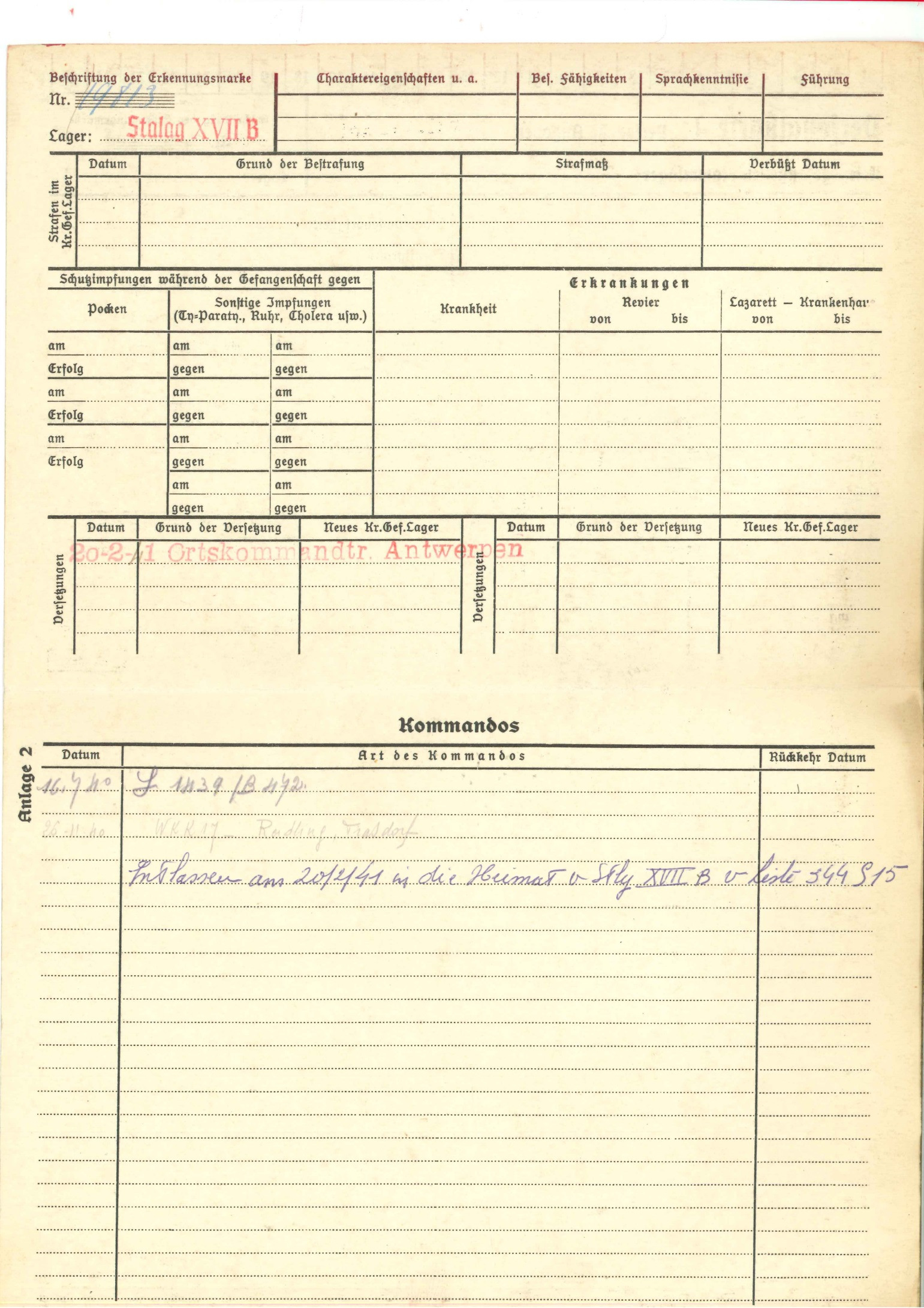 Document uit Stalag 17B