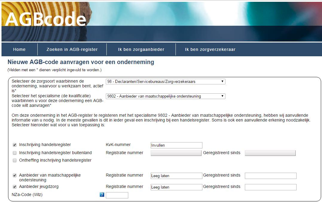 Aanvragen AGB-code Via www.agbcode.