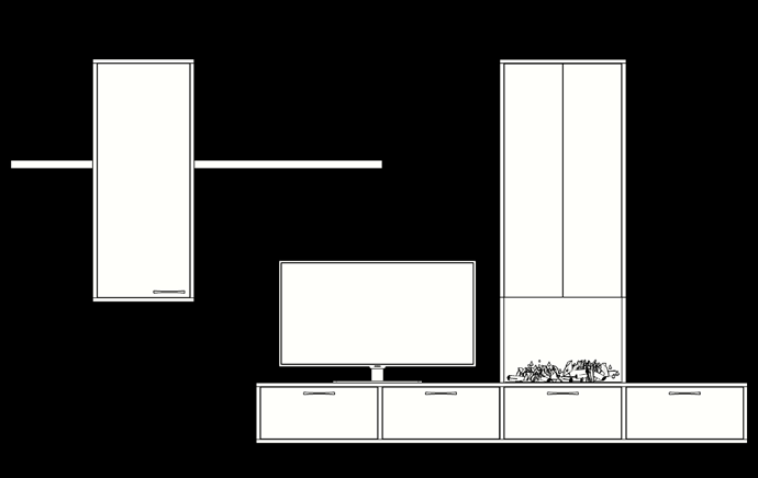 Dover wandconcept 5 Wand met haard vakbreedte 60 cm DT4C TV-dressoir 1 stuks " 240 x & 42 x # 30 cm (Onder haard altijd een klep) DHK10 Haardkast 1 stuks " 62 x & 29 x # 160 cm (Incl.