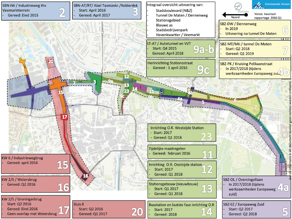 2.5 Planning op hoofdlijnen programma FlorijnAs 2.5.1. Fasering 2.5.2. Toelichting Algemeen Bijgevoegd is de overall faseringskaart waarin de planning van de verschillende deelprojecten is opgenomen.