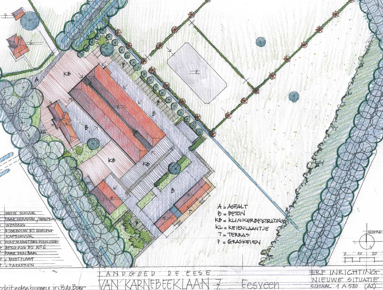 De moderne landbouwschuur (1.200 m2) is landschapsontsierend en inmiddels gesloopt. Verhardingen op het perceel en een inrit worden verwijderd.