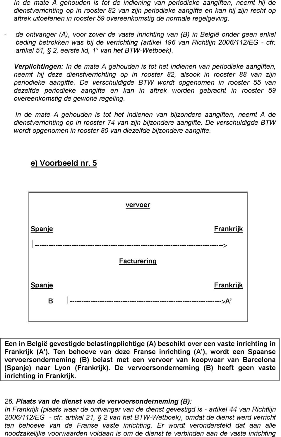 - de ontvanger (A), voor zover de vaste inrichting van () in onder geen enkel beding betrokken was bij de verrichting (artikel 196 van Richtlijn 2006/112/EG - cfr.