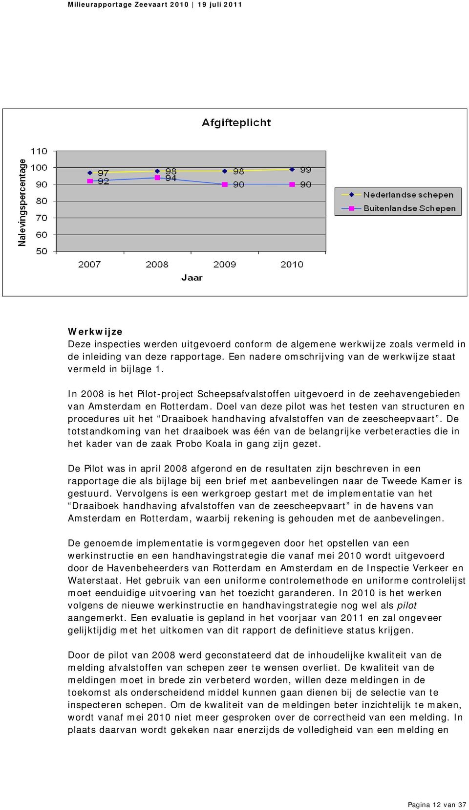 Doel van deze pilot was het testen van structuren en procedures uit het Draaiboek handhaving afvalstoffen van de zeescheepvaart.