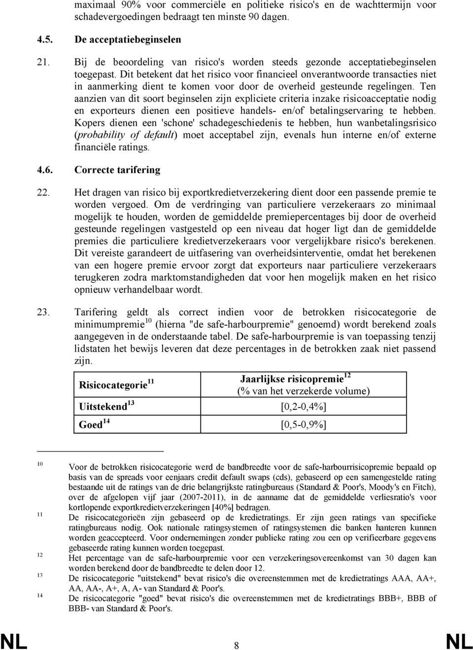 Dit betekent dat het risico voor financieel onverantwoorde transacties niet in aanmerking dient te komen voor door de overheid gesteunde regelingen.