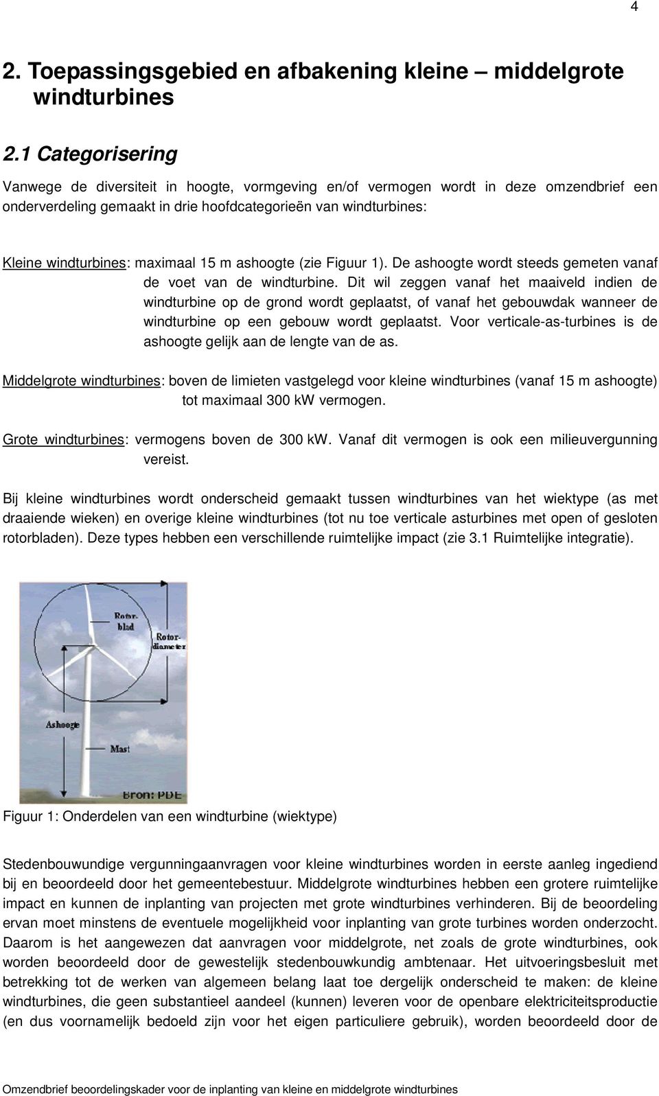 maximaal 15 m ashoogte (zie Figuur 1). De ashoogte wordt steeds gemeten vanaf de voet van de windturbine.