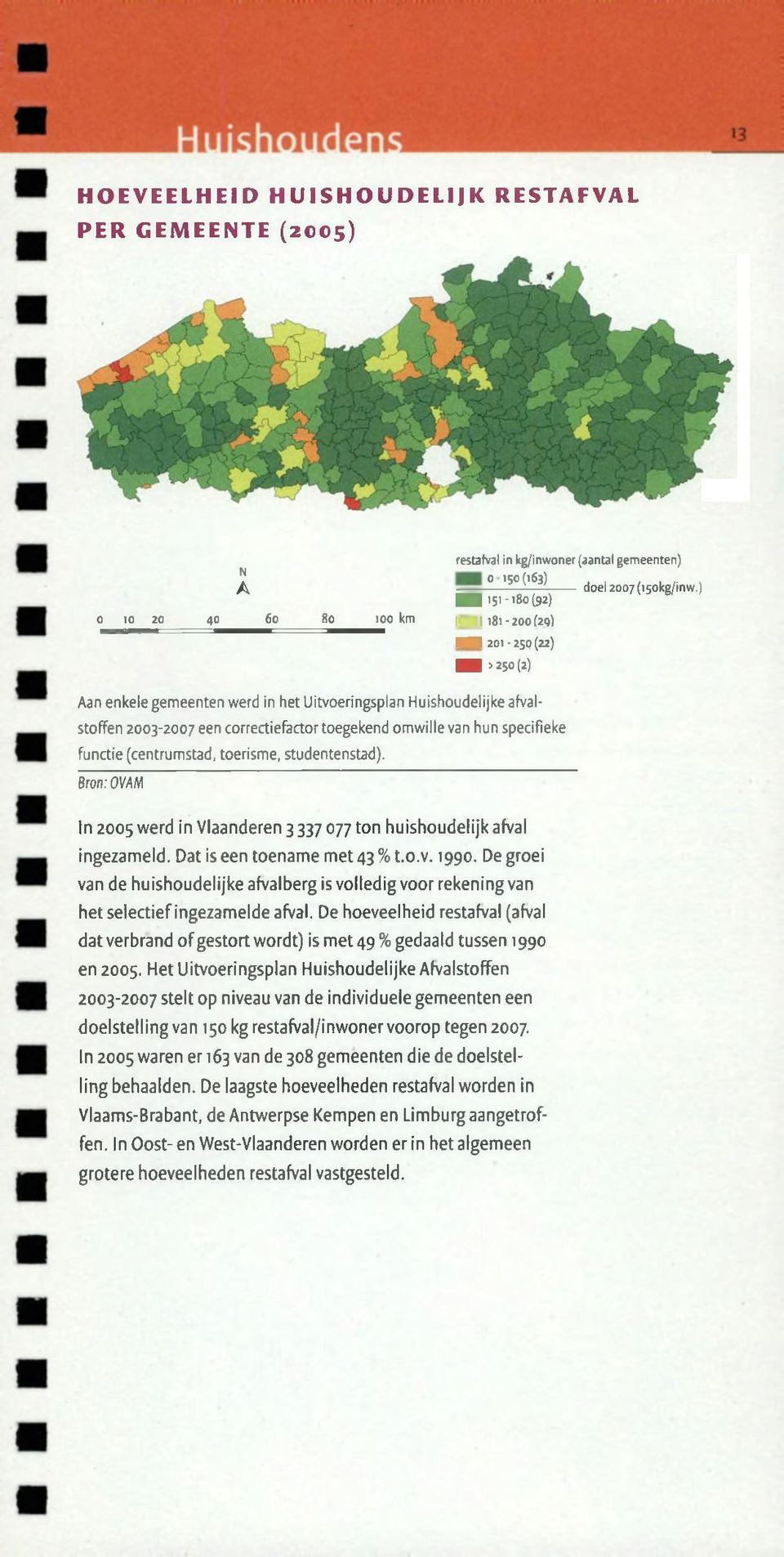 hun specifieke functie (centrumstad, toerisme, studentenstad). Bron; OVAM In 2005 werd in Vlaanderen 3 337 077 ton huishoudelijk afval ingezameld. Dat is een toename m et43% t.o.v. 1990.