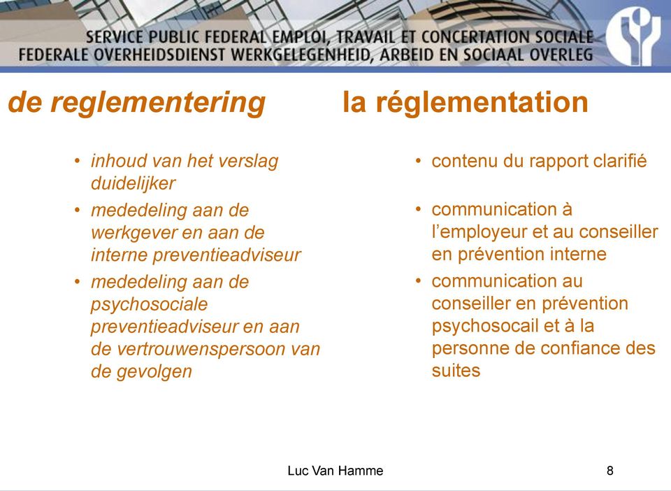 de gevolgen contenu du rapport clarifié communication à l employeur et au conseiller en prévention interne