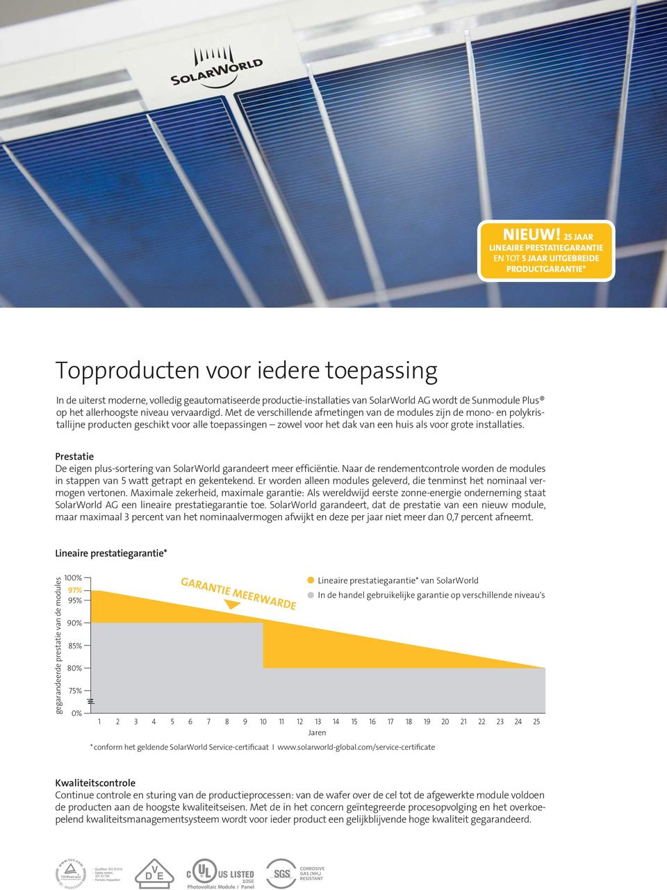 SolarWorld AG wordt de Sunmodule Plus op het allerhoogste niveau vervaardigd.