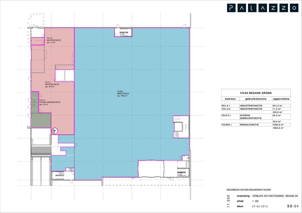 2 INDUSTRIEFUNCTIE 11,3 m² FG-O 0.1 OVERIGE GEBRUIKSFUNCTIE 432,8 m² 55,3 m² 55,3 m² VG-WI0.