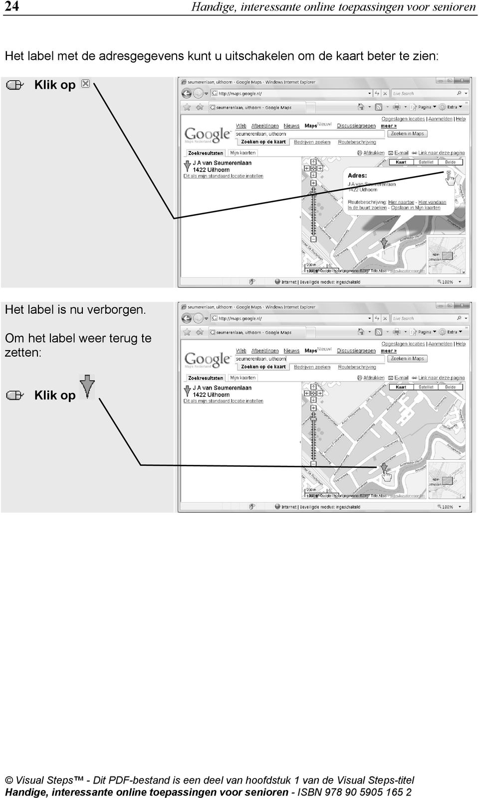 uitschakelen om de kaart beter te zien: Klik op Het