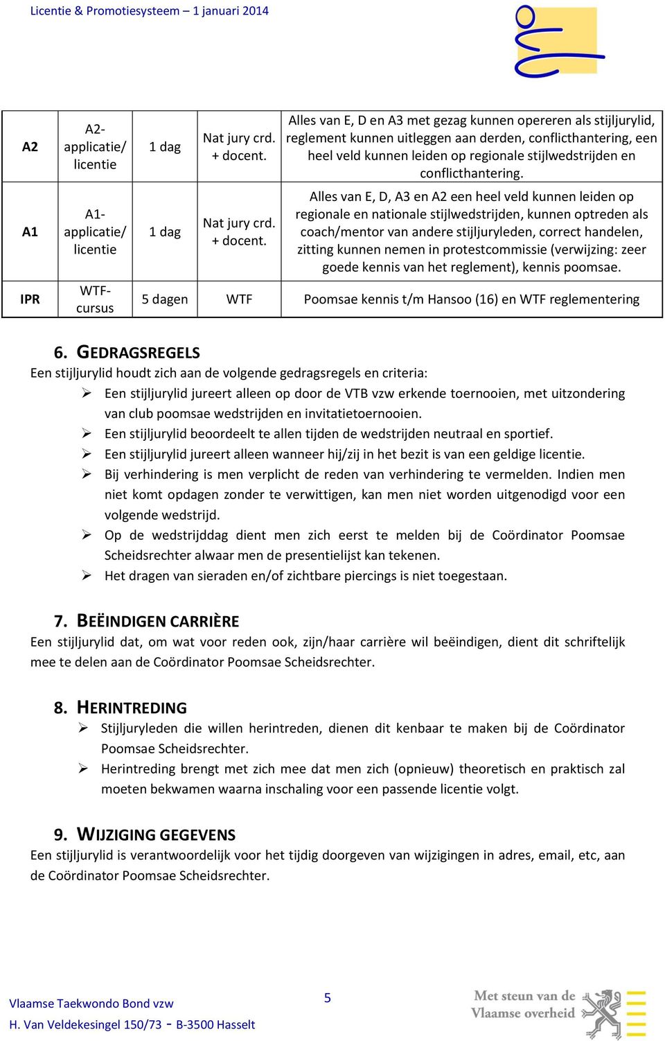 Alles van E, D, A3 en A2 een heel veld kunnen leiden op regionale en nationale stijlwedstrijden, kunnen optreden als coach/mentor van andere stijljuryleden, correct handelen, zitting kunnen nemen in