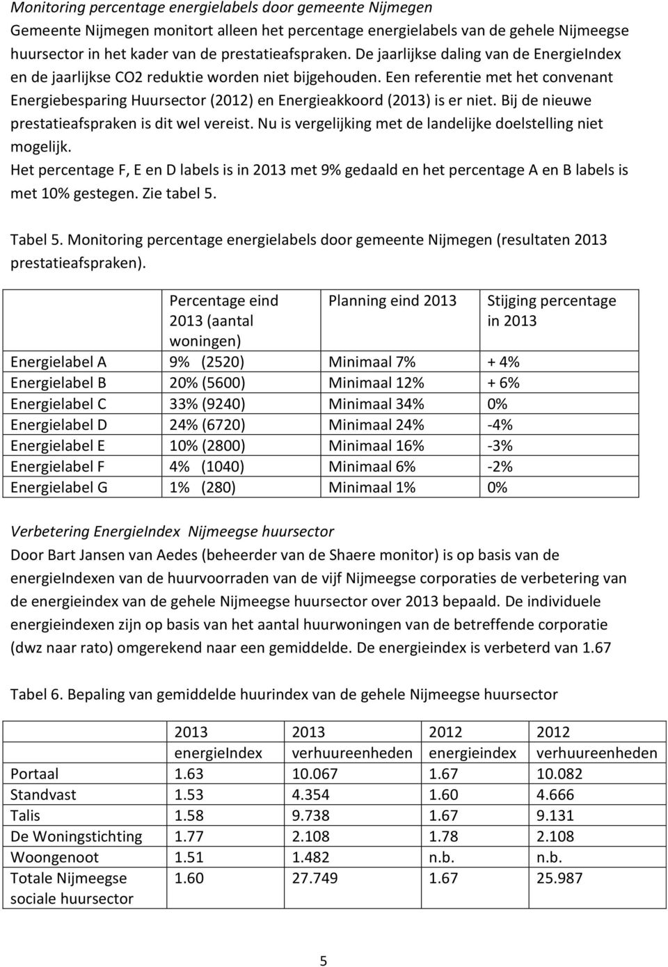 Bij de nieuwe prestatieafspraken is dit wel vereist. Nu is vergelijking met de landelijke doelstelling niet mogelijk.