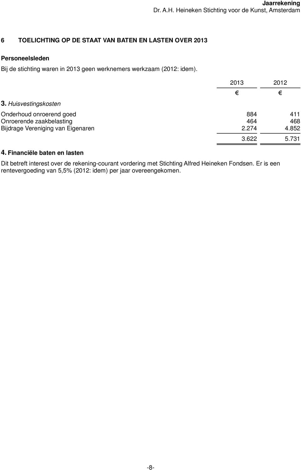 Huisvestingskosten Onderhoud onroerend goed 884 411 Onroerende zaakbelasting 464 468 Bijdrage Vereniging van Eigenaren 2.