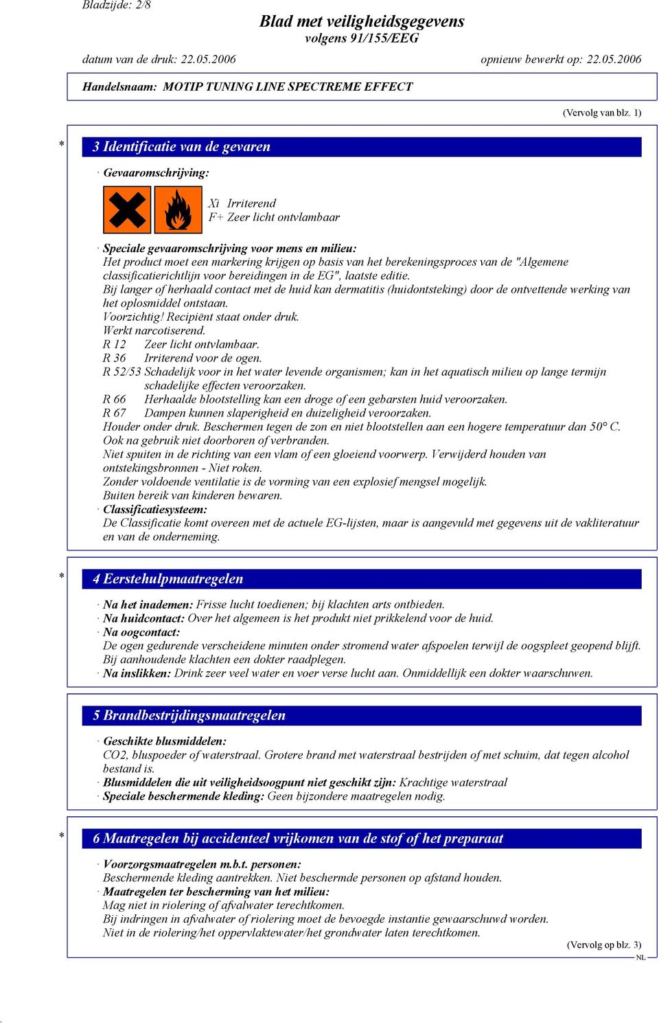 het berekeningsproces van de "Algemene classificatierichtlijn voor bereidingen in de EG", laatste editie.