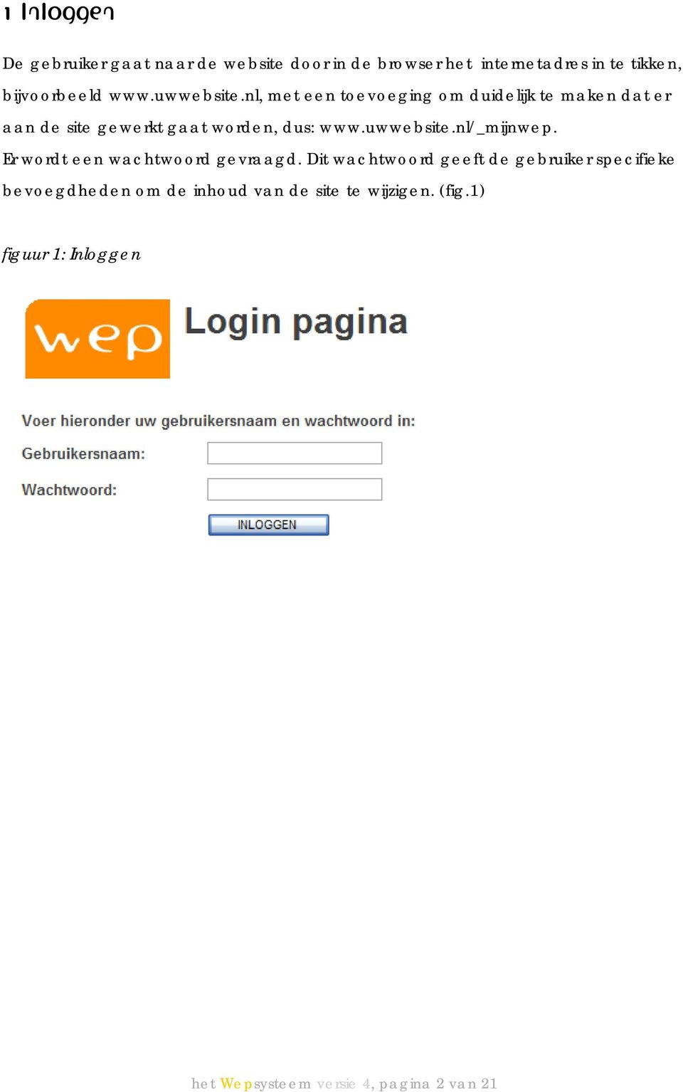 uwwebsite.nl/_mijnwep. Er wordt een wachtwoord gevraagd.