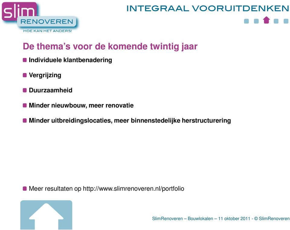 nieuwbouw, meer renovatie Minder uitbreidingslocaties, meer