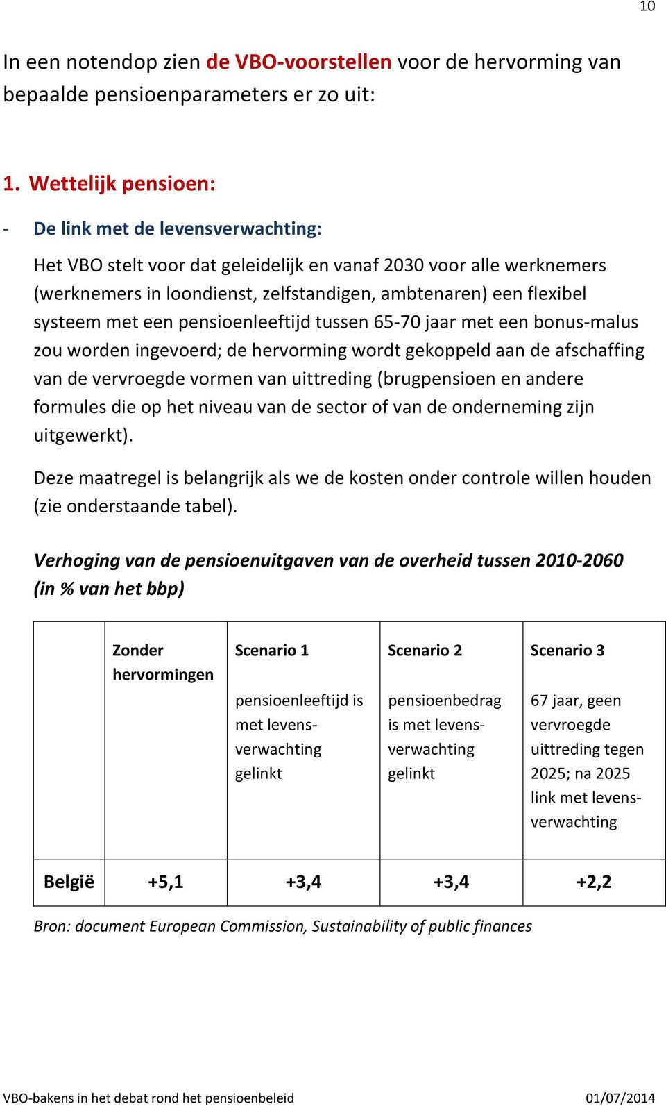 systeem met een pensioenleeftijd tussen 65-70 jaar met een bonus-malus zou worden ingevoerd; de hervorming wordt gekoppeld aan de afschaffing van de vervroegde vormen van uittreding (brugpensioen en