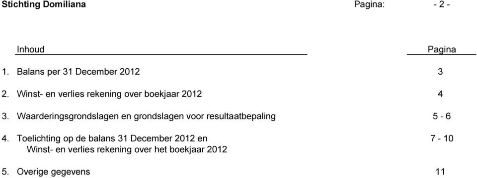 Winst- en verlies rekening over boekjaar 2012 4 3.