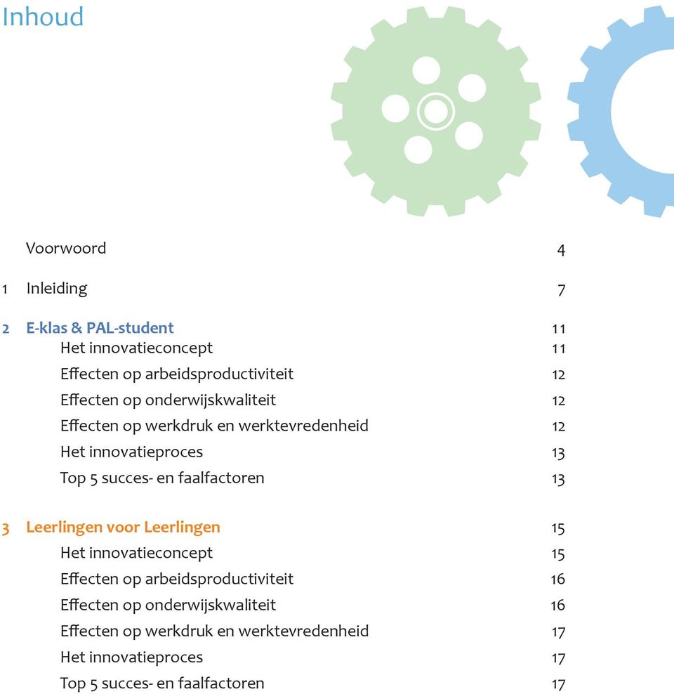 faalfactoren 13 3 Leerlingen voor Leerlingen 15 Het innovatieconcept 15 Effecten op arbeidsproductiviteit 16 Effecten