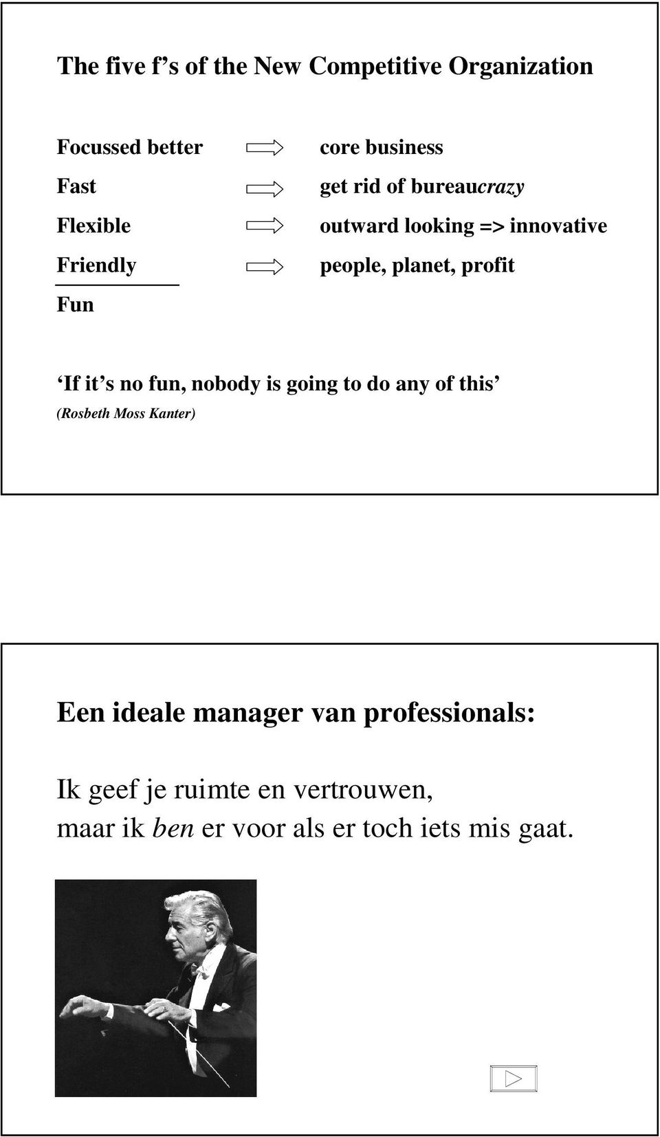 it s no fun, nobody is going to do any of this (Rosbeth Moss Kanter) Een ideale manager van