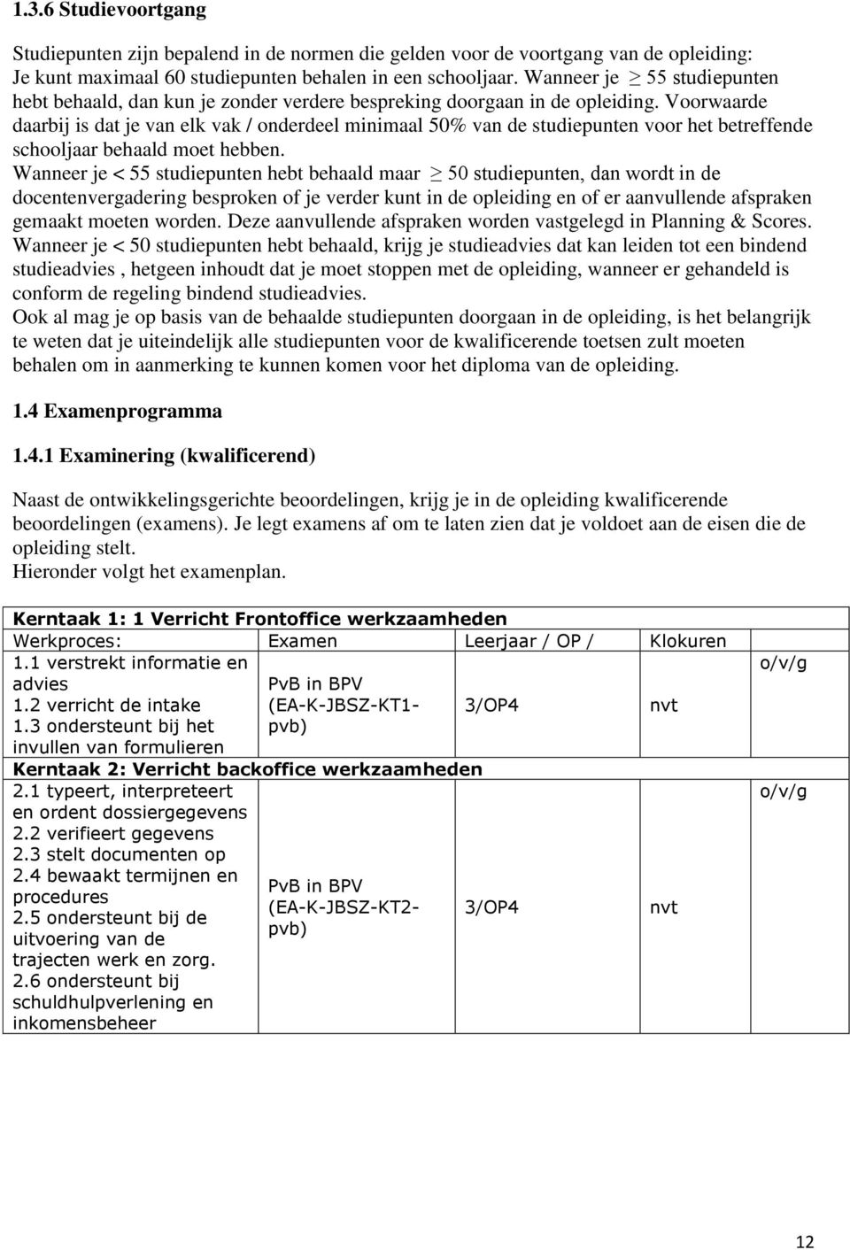 Voorwaarde daarbij is dat je van elk vak / onderdeel minimaal 50% van de studiepunten voor het betreffende schooljaar behaald moet hebben.