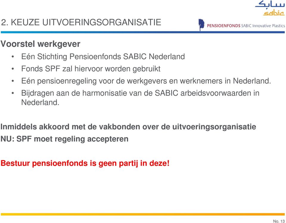 Bijdragen aan de harmonisatie van de SABIC arbeidsvoorwaarden in Nederland.
