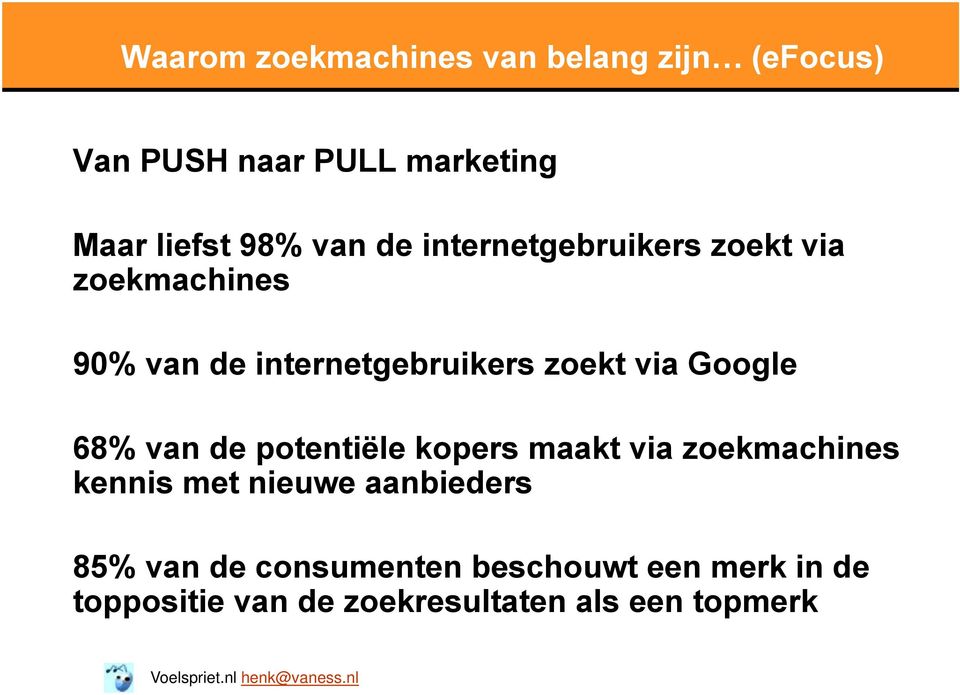 Google 68% van de potentiële kopers maakt via zoekmachines kennis met nieuwe aanbieders