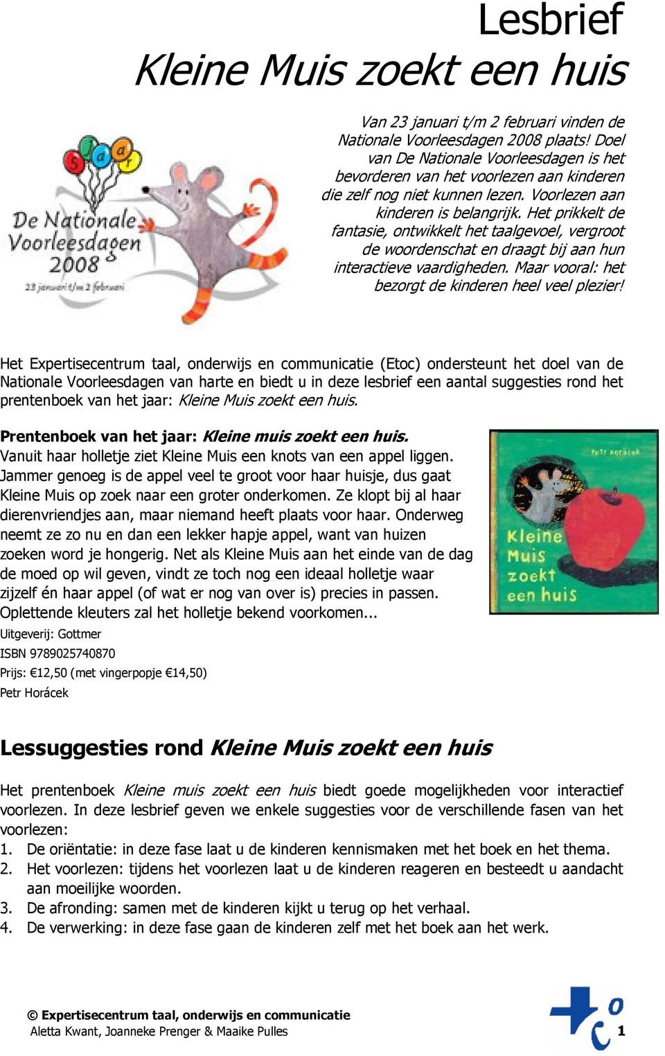 Lesbrief Kleine Muis zoekt een huis - PDF Free Download