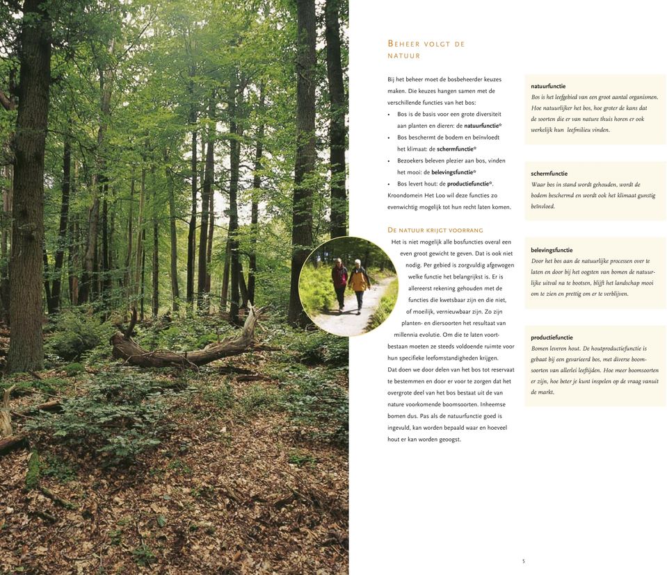 klimaat: de schermfunctie* Bezoekers beleven plezier aan bos, vinden het mooi: de belevingsfunctie* Bos levert hout: de productiefunctie*.