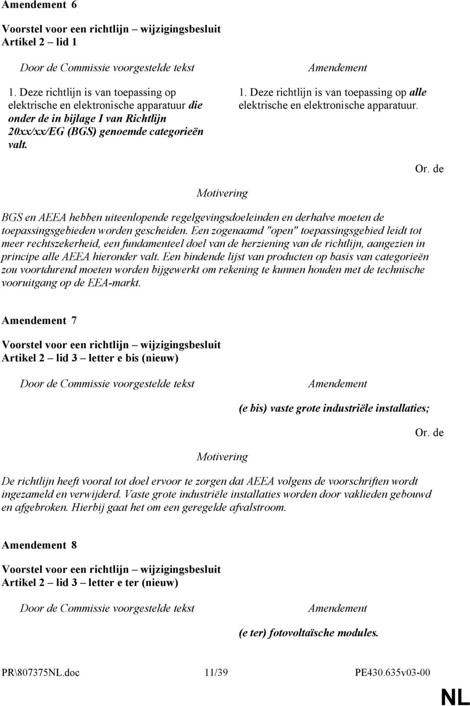 Een zogenaamd "open" toepassingsgebied leidt tot meer rechtszekerheid, een fundamenteel doel van de herziening van de richtlijn, aangezien in principe alle AEEA hieronder valt.