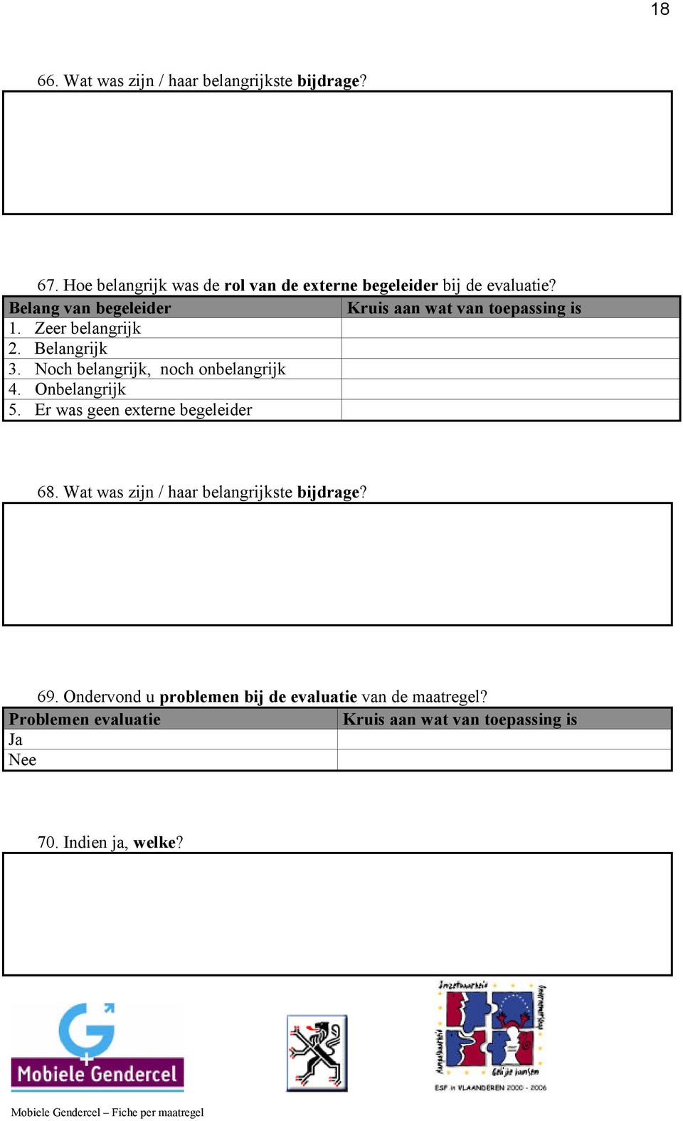 Zeer belangrijk 2. Belangrijk 3. Noch belangrijk, noch onbelangrijk 4. Onbelangrijk 5.