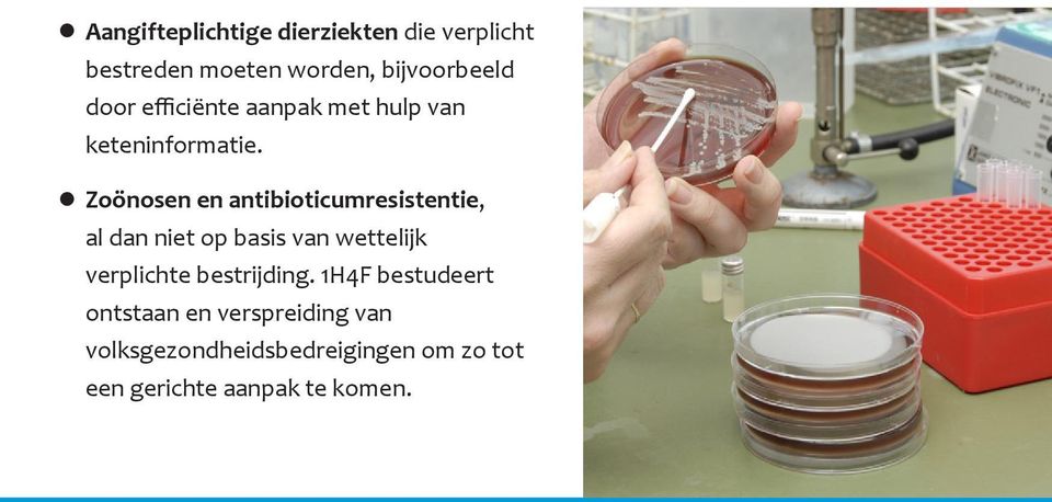 Zoönosen en antibioticumresistentie, al dan niet op basis van wettelijk verplichte