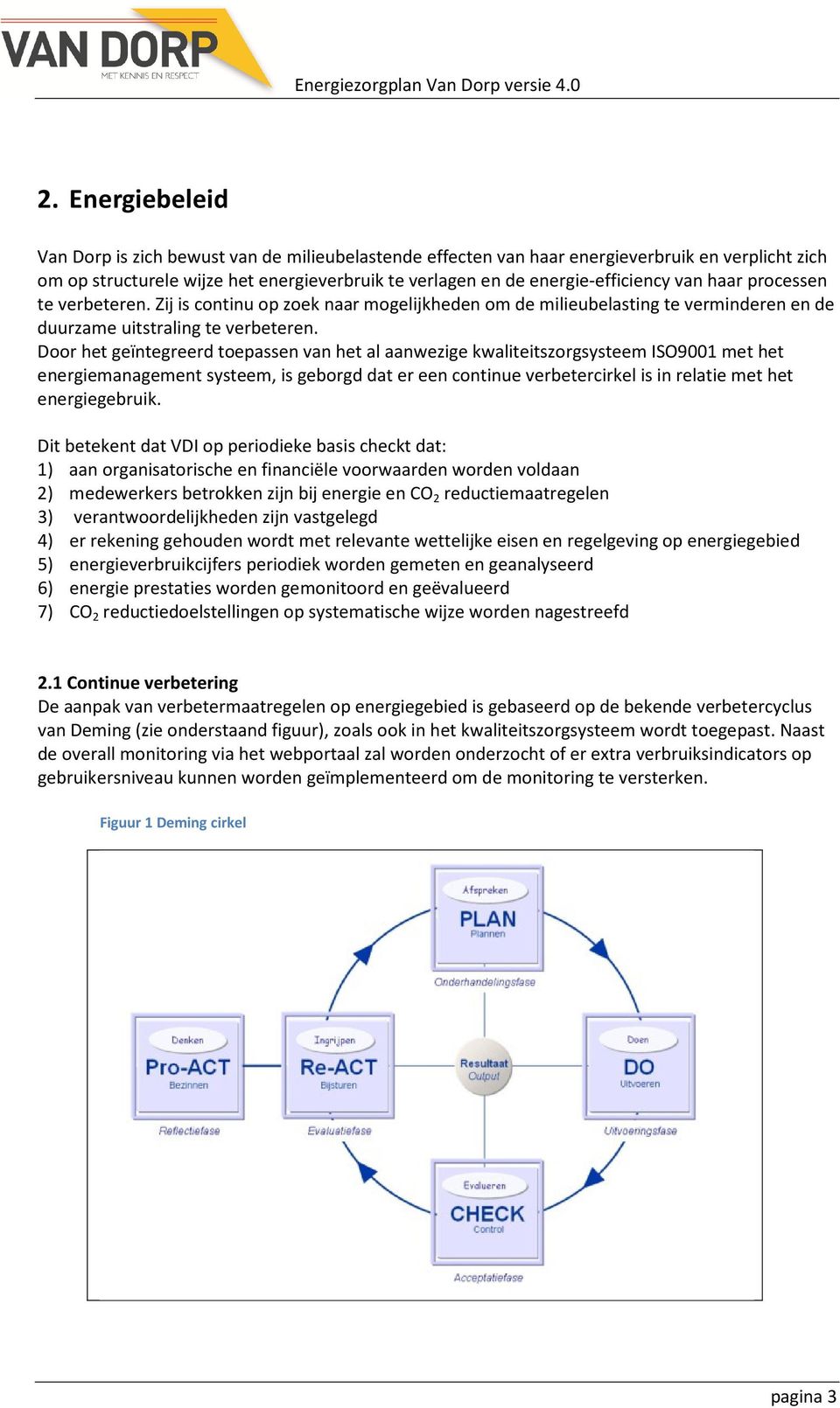 Door het geïntegreerd toepassen van het al aanwezige kwaliteitszorgsysteem ISO9001 met het energiemanagement systeem, is geborgd dat er een continue verbetercirkel is in relatie met het