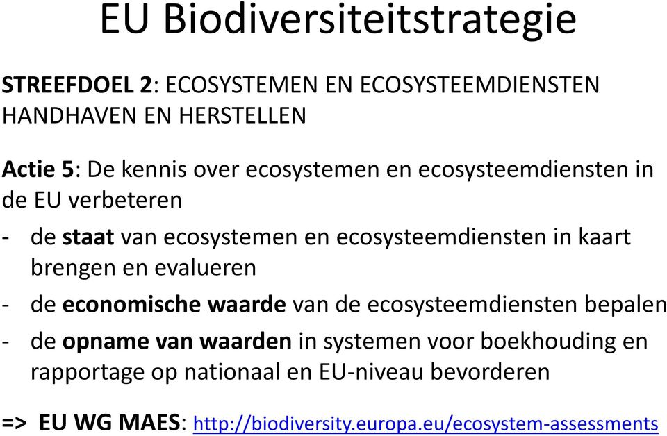 brengen en evalueren de economische waarde van de ecosysteemdiensten bepalen de opname van waarden in systemen voor