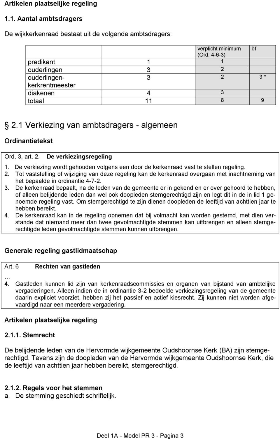 De verkiezing wordt gehouden volgens een door de kerkenraad vast te stellen regeling. 2.