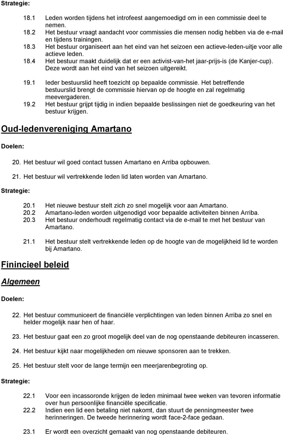 Deze wordt aan het eind van het seizoen uitgereikt. 19.1 Ieder bestuurslid heeft toezicht op bepaalde commissie.