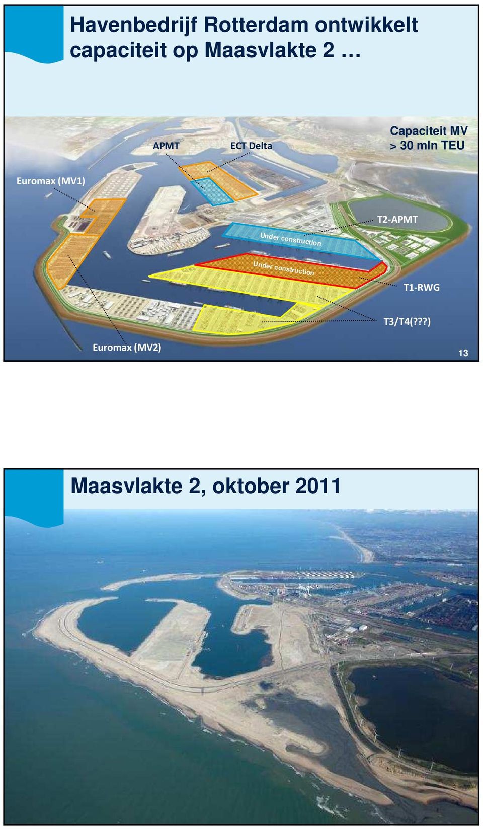 > 30 mln TEU Euromax (MV1) T2-APMT Under construction